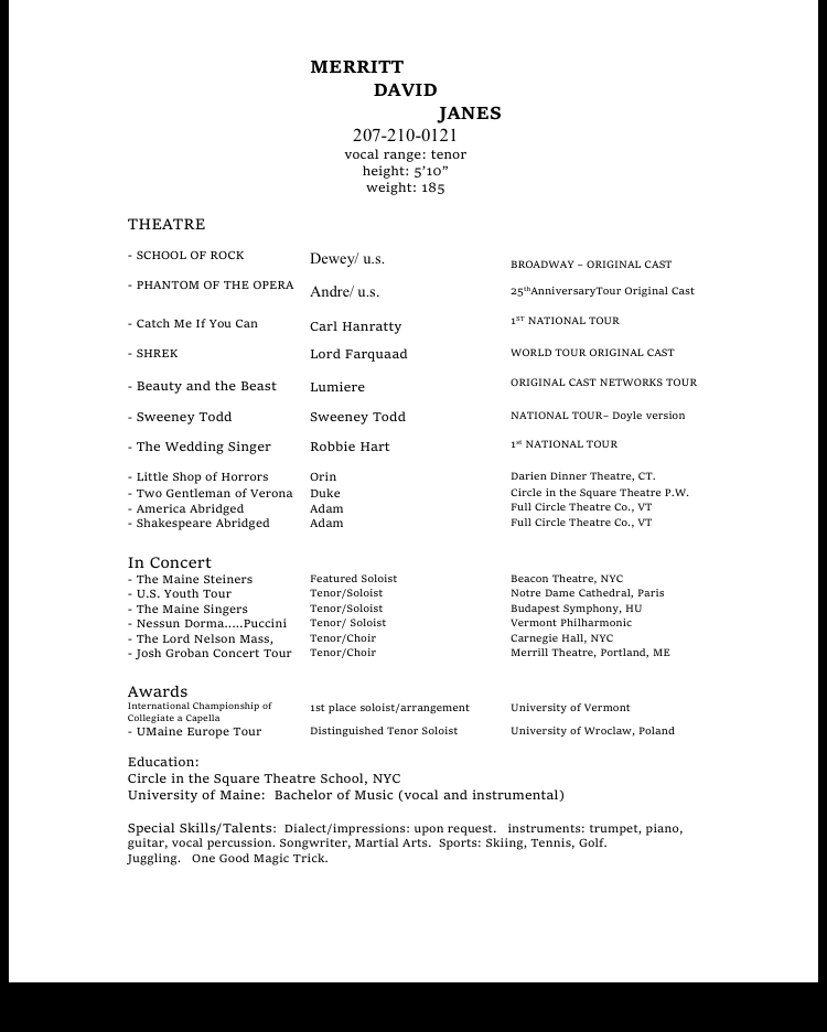 resume contact