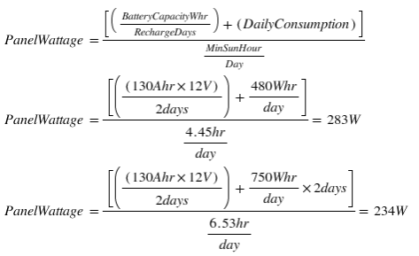 solar panel size formula