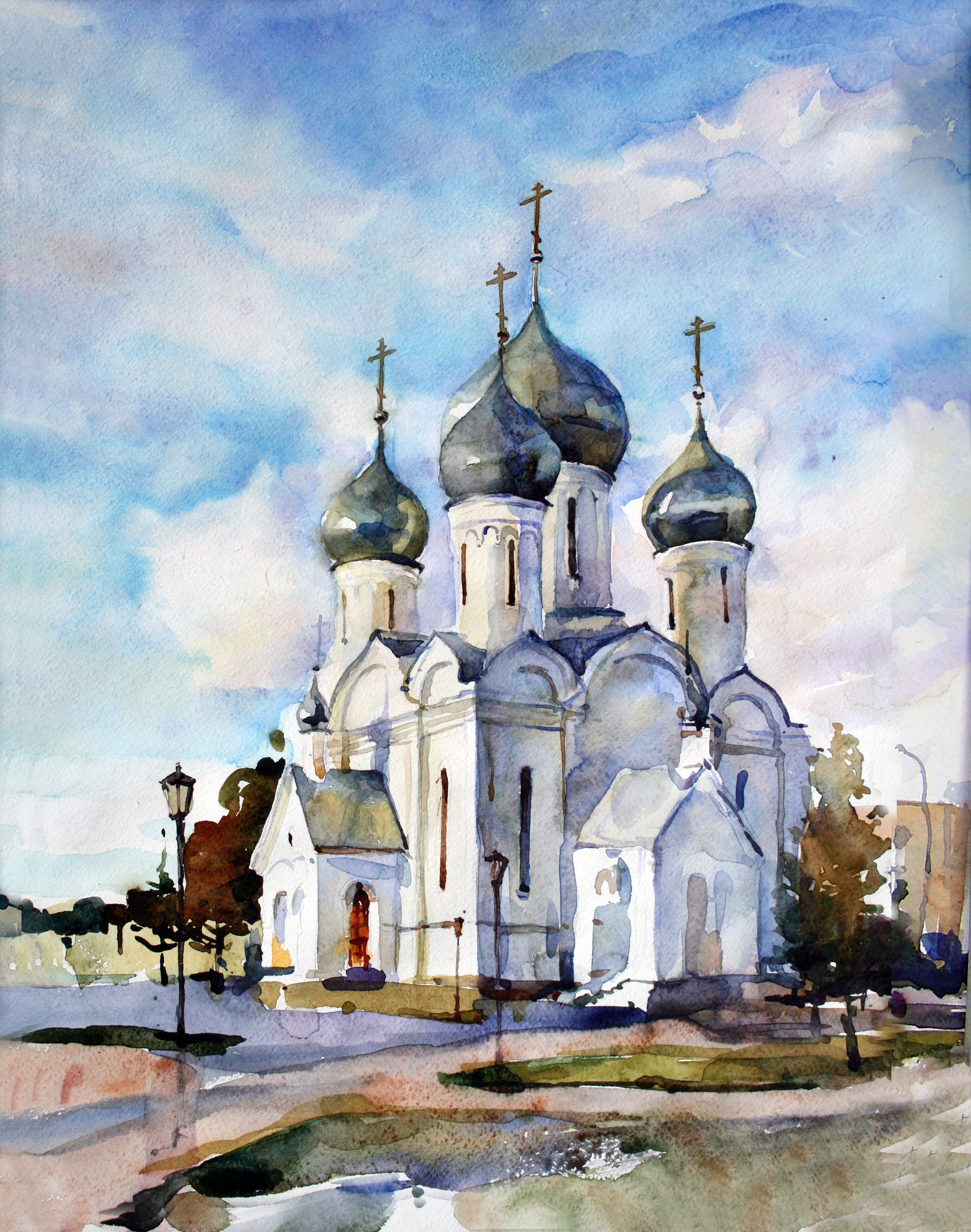 Рисунок акварелью церковь Рисунок акварелью церковь