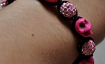 Pink Disco Ball Skull Bracelet
