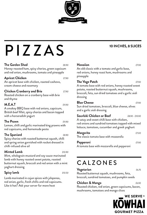 The Garden Shed is the home of Kowhai Pizzas made from 100 