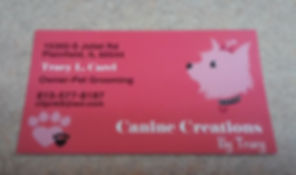 Canine Creations by Tracy business card