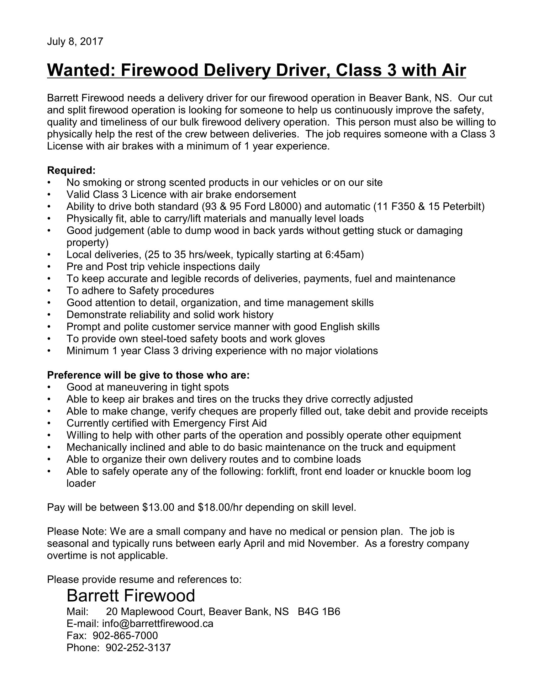 resume for delivery driver