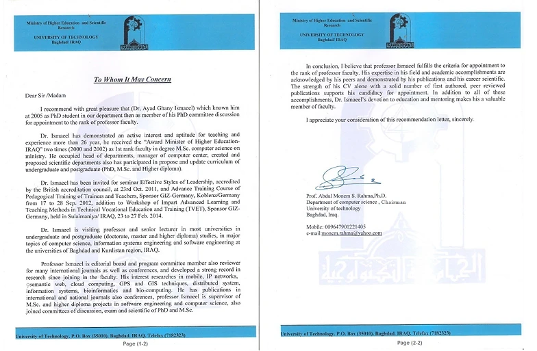 professor computer science recommendation letter computer science