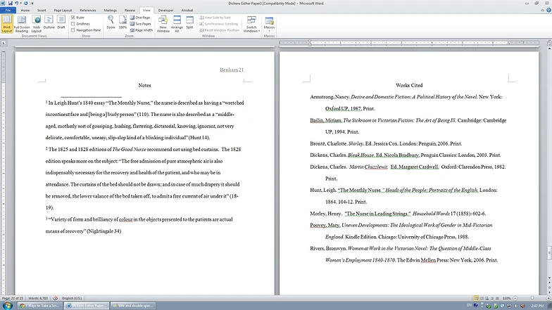 mla notes formatting correct works cited