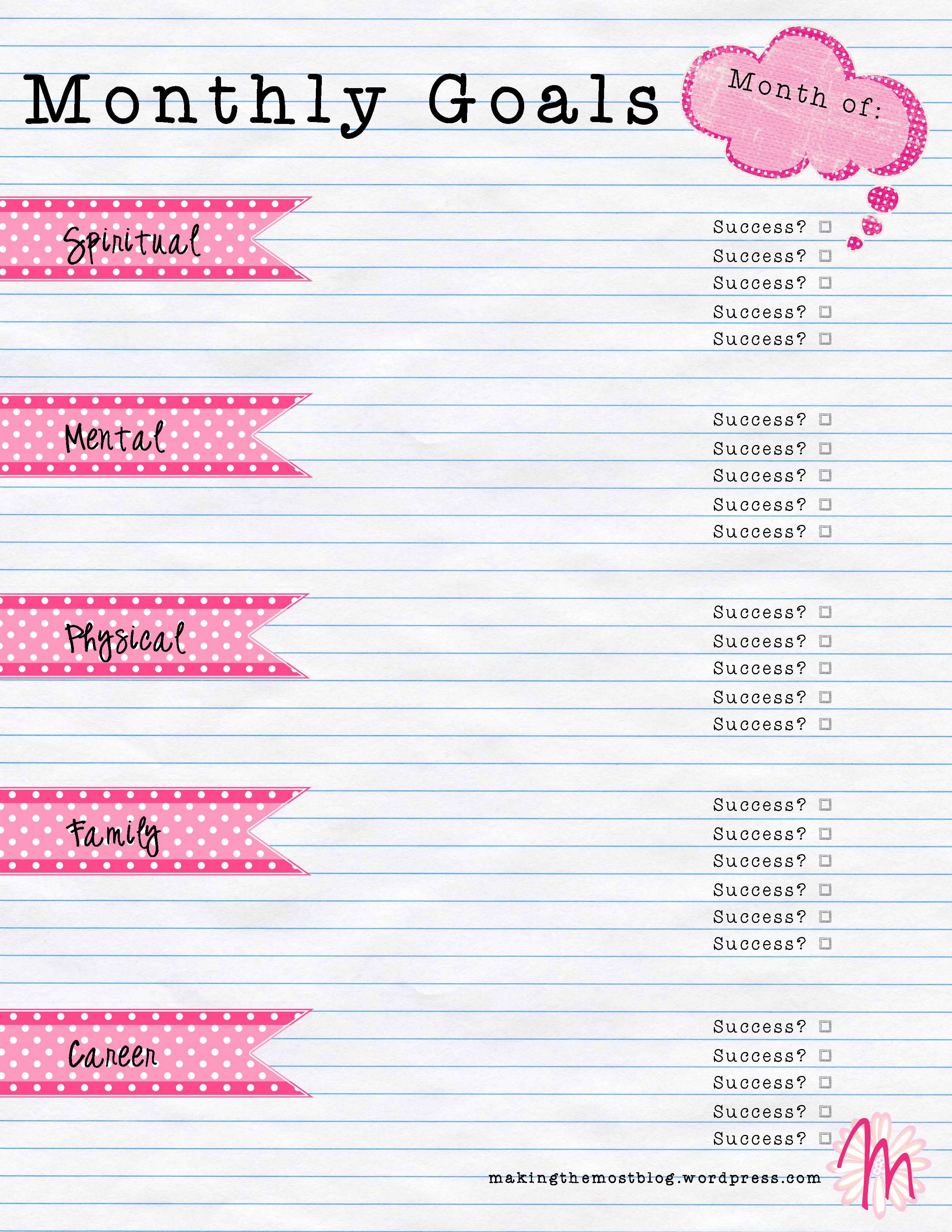 In Keeping With Goal Setting FREE PRINTABLE Making The Most Blog