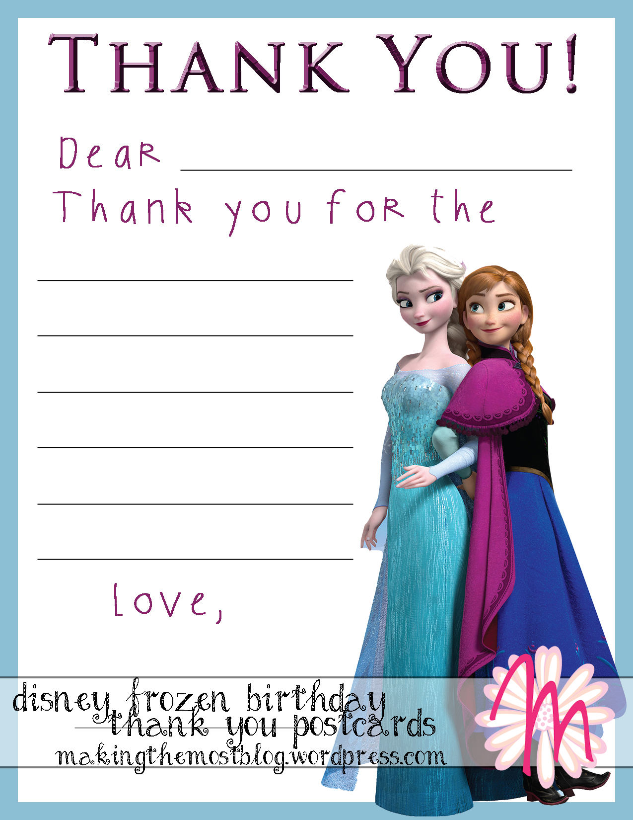 Disney Frozen Thank You Cards | Disney Frozen Birthday | Making the Most Blog