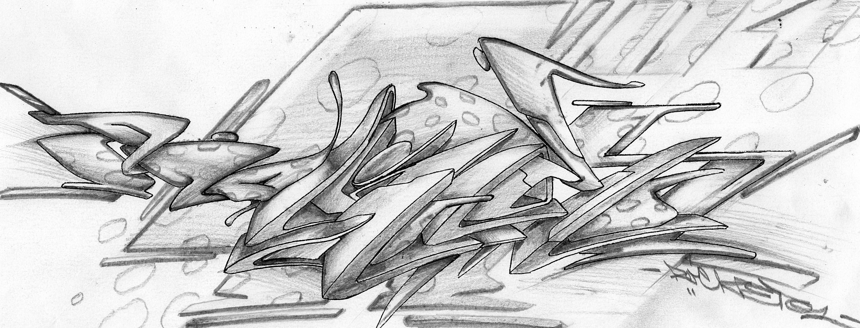 Rocket01 Graffiti Murals 3d Graffiti Sketch