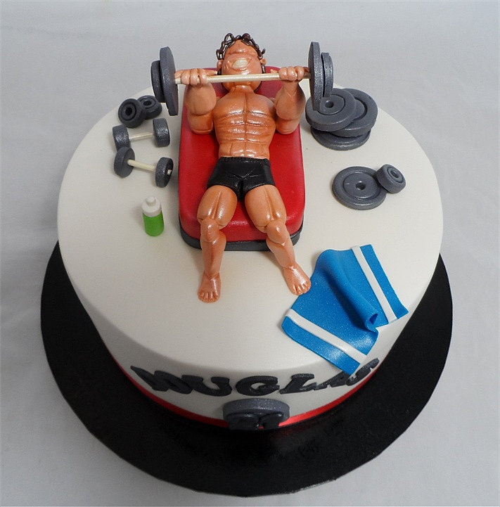 customcakedesigns gym body builder weight training cake