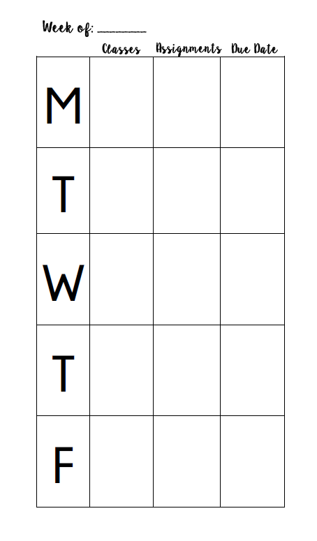 printable weekly school planner pages