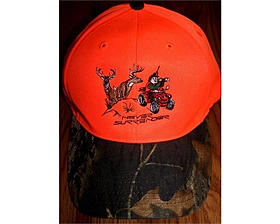 Deer Hunting Hats from Never Surrender come in Hunter Orange with a camouflage bill