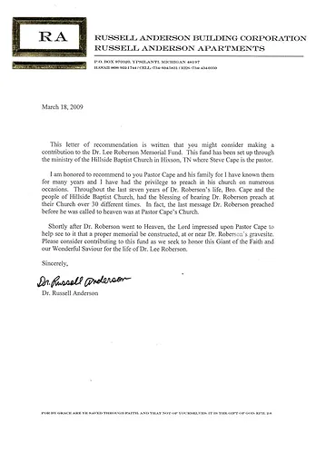 lee roberson letters of recommendations ra recommendation letter