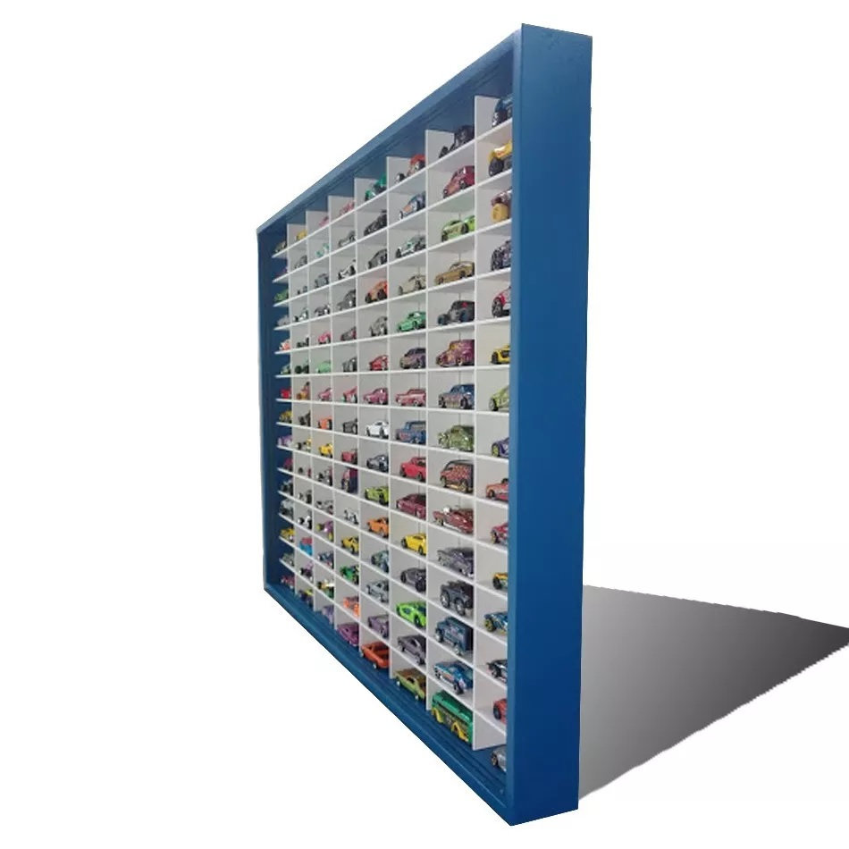 Estante Hot Wheels X X Portas Acrilicos Azul Nicho Branco Art Curitiba