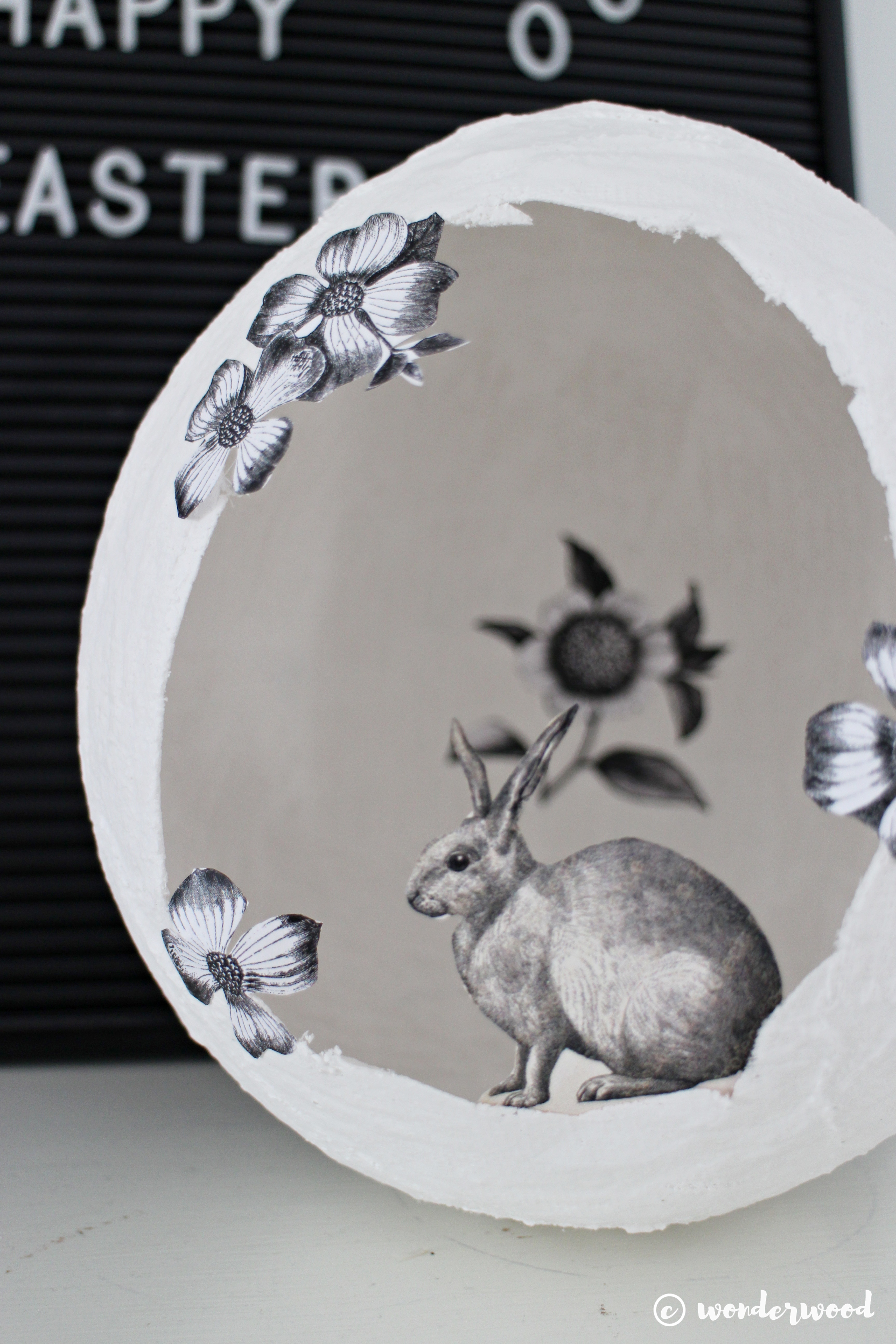 diy gips-egg med papirklipp // diy plaster egg with clip art