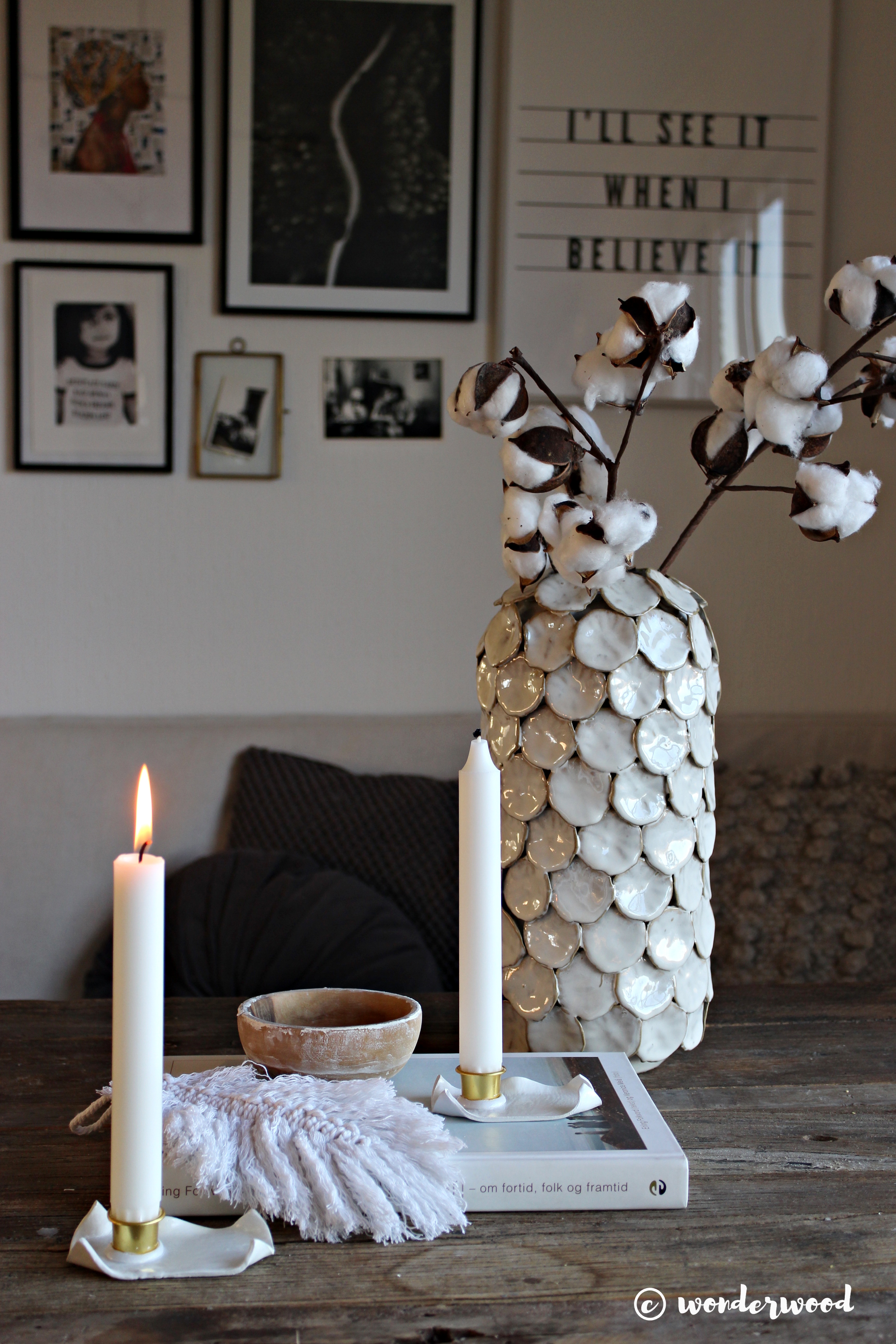 diy lysestake av leire // diy clay candle holder