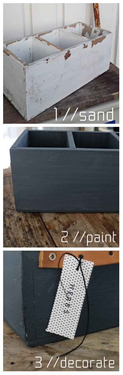 gjenbruk av treboks // recycled wooden box