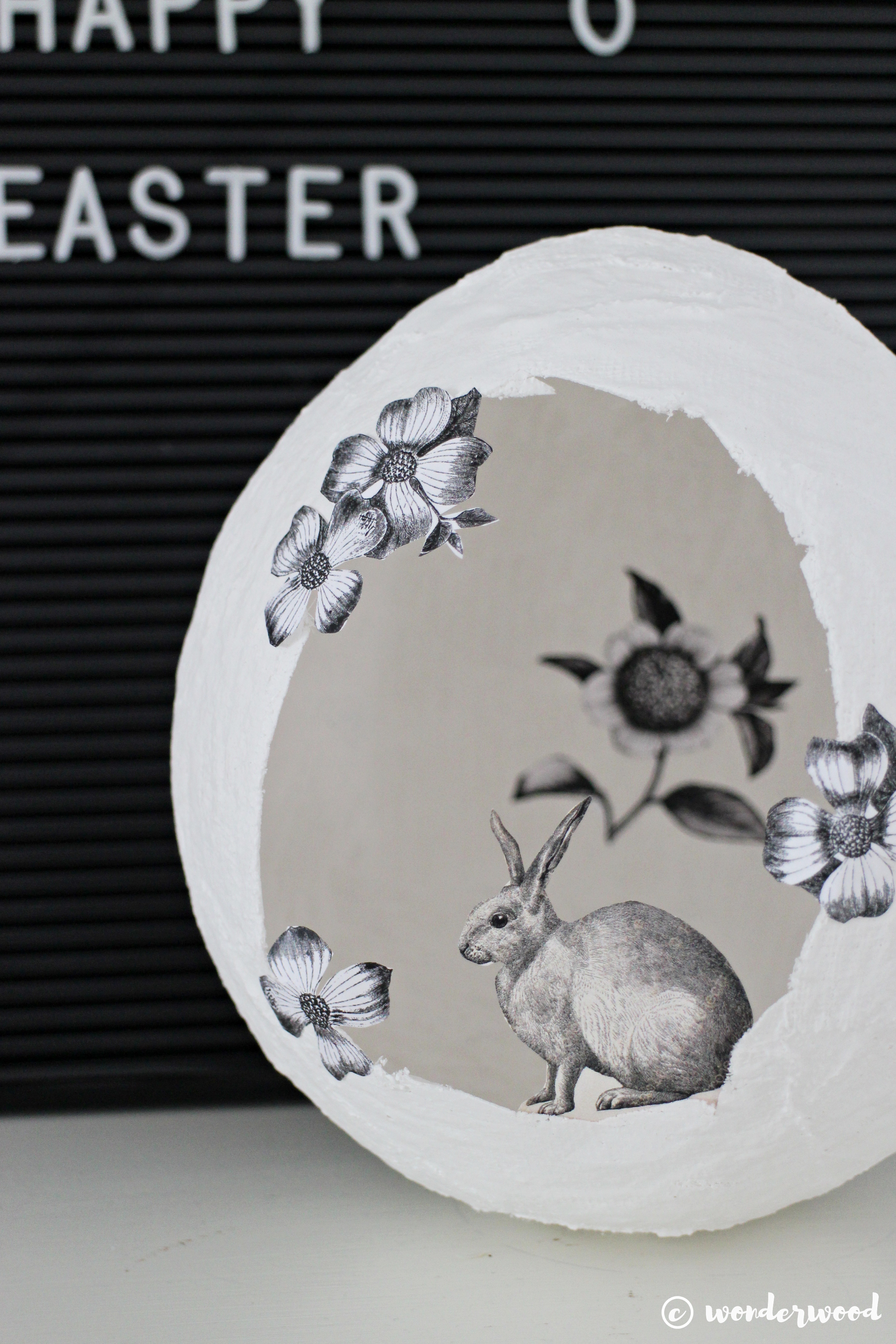 diy gips-egg med papirklipp // diy plaster egg with clip art