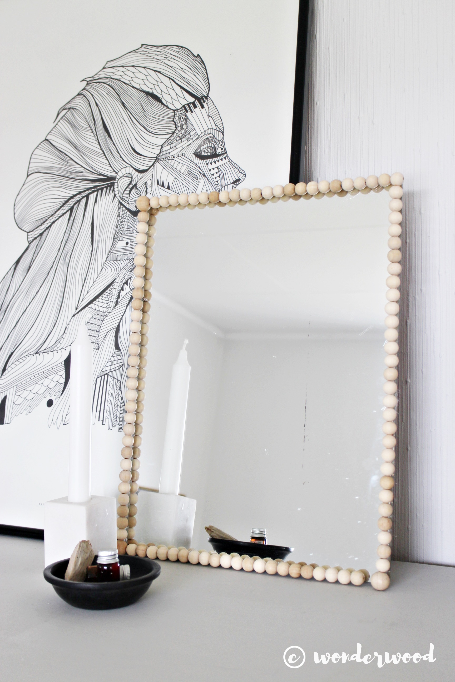 diy speil med tre-perler // diy beaded mirror