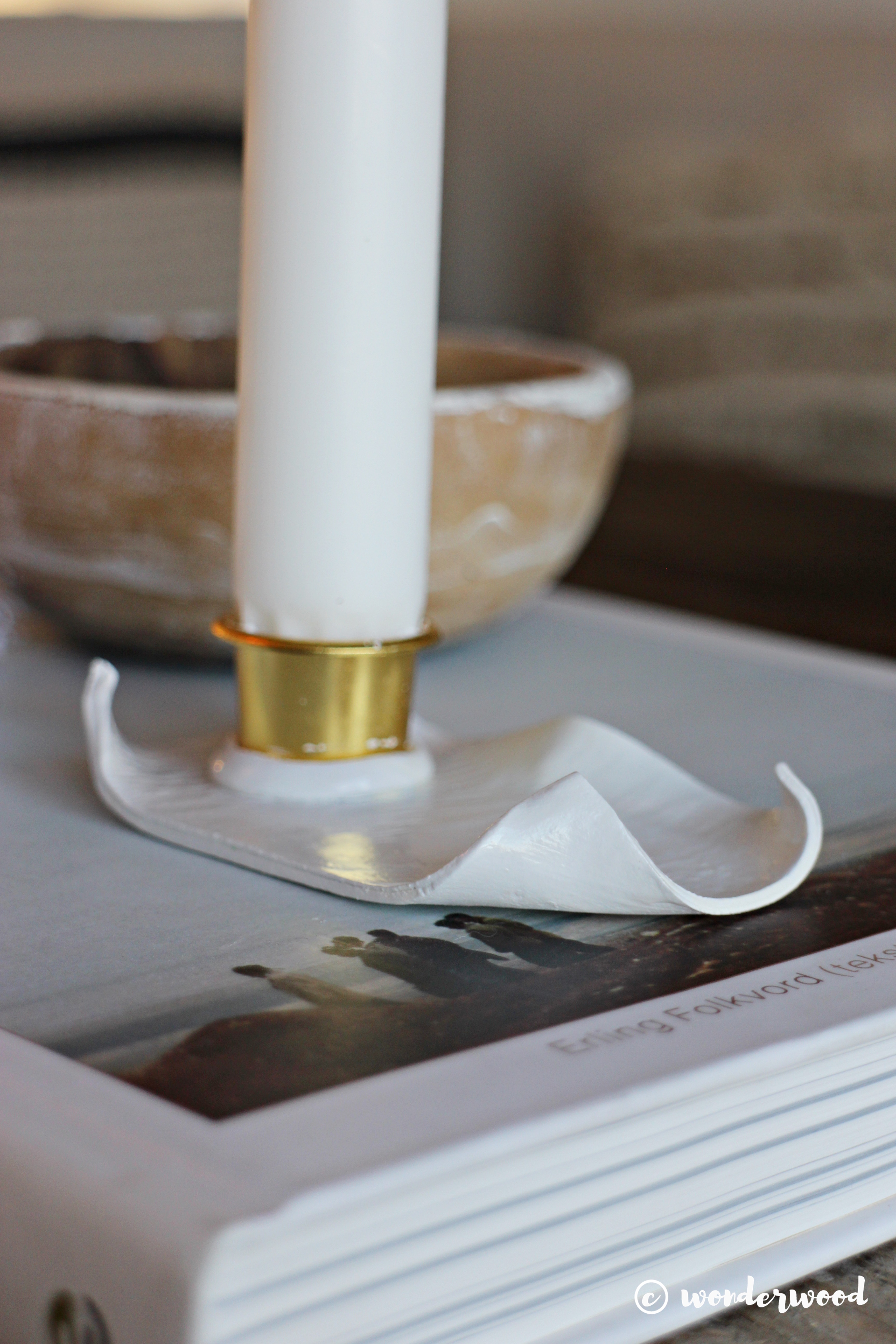 diy lysestake av leire // diy clay candle holder