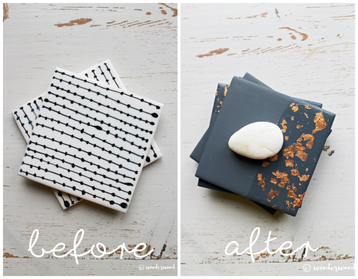 TIPS TIL HJEMMELAGDE JULEGAVER 1: diy kobberblad coasters // HOMEMADE CHRISTMAS GIFT IDEA 1: diy copper leaf coasters