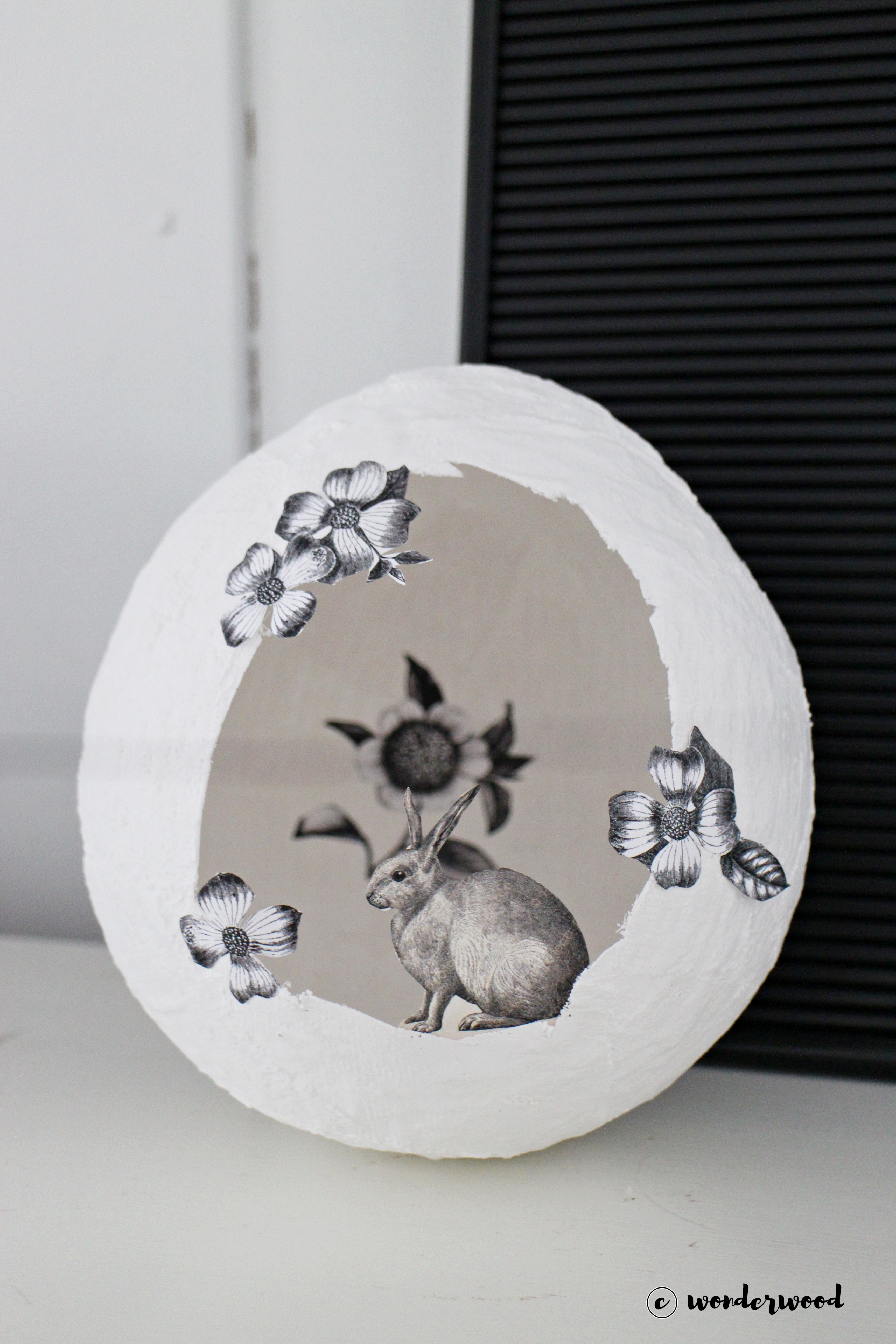 diy gips-egg med papirklipp // diy plaster egg with clip art