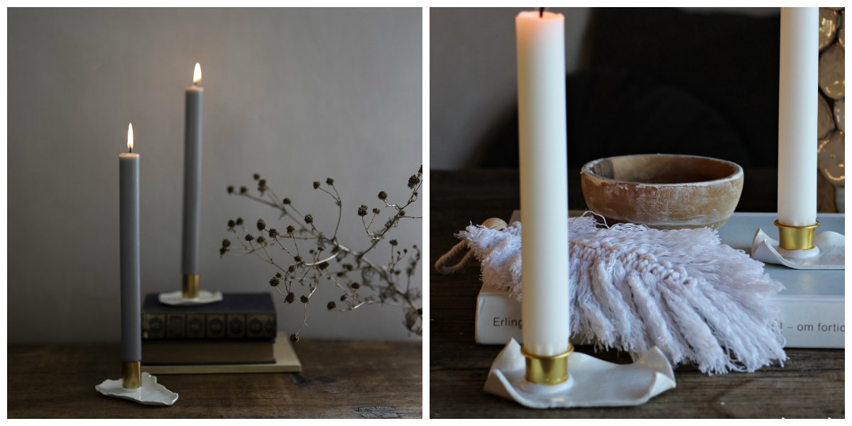 diy lysestake av leire // diy clay candle holder