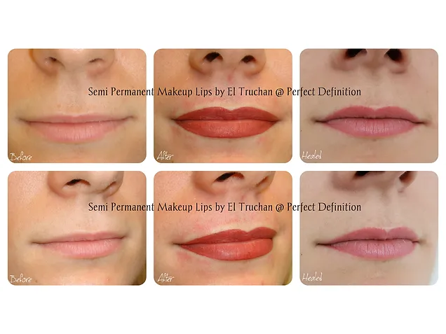 full lip colour before after healed semi permanent makeup