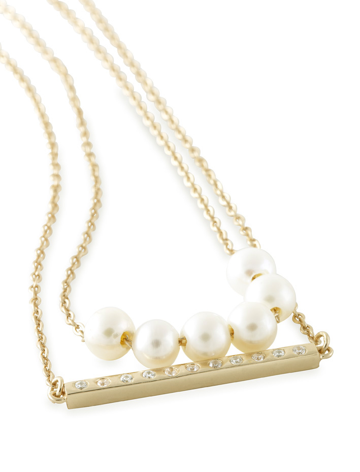 Layered Pearl Bar Necklace Gold Philosophy Jewelry