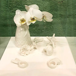 Vase KOI et bagues en porcelaine