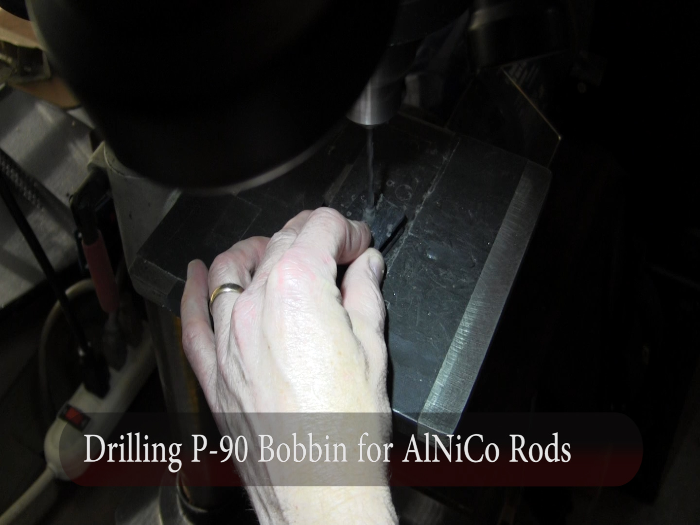 Drilling P-90 Bobbin for archtop Kay, Silvertone, Harmony pickup installation Drilling P-90 Bobbin for archtop Kay, Silvertone, Harmony pickup installation