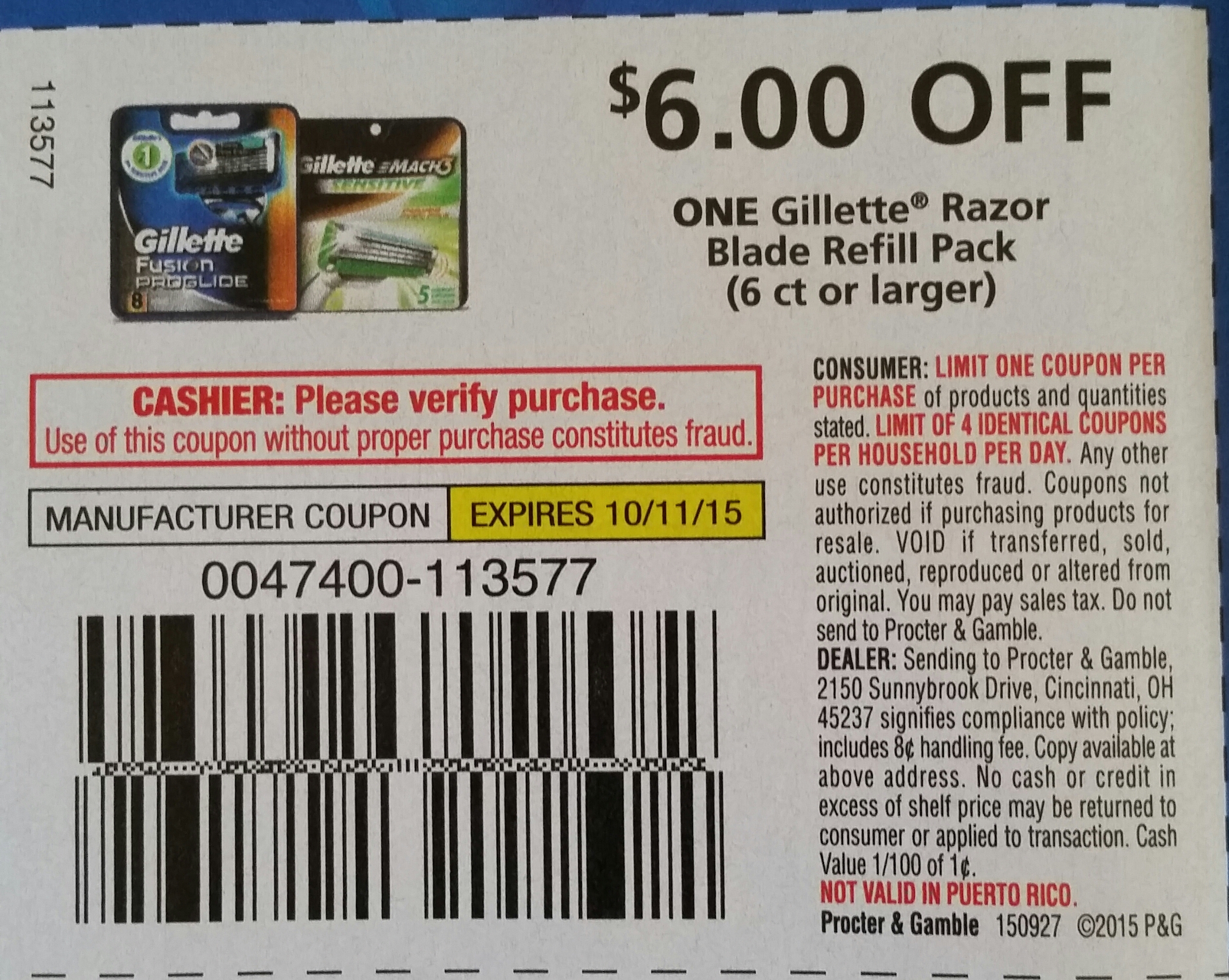 Gillette refill coupons
