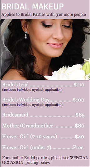 Hair, Makeup and Mobile Beauty Therapy Price List