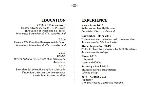 cv en ligne in english