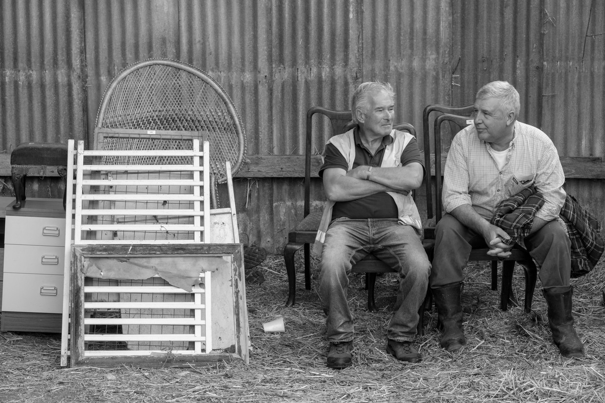 A traditional Somerset auction in monochrome