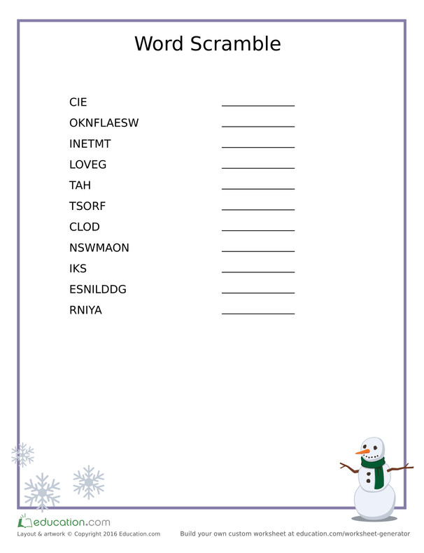 Winter Fun Worksheet - A Worksheet Blog