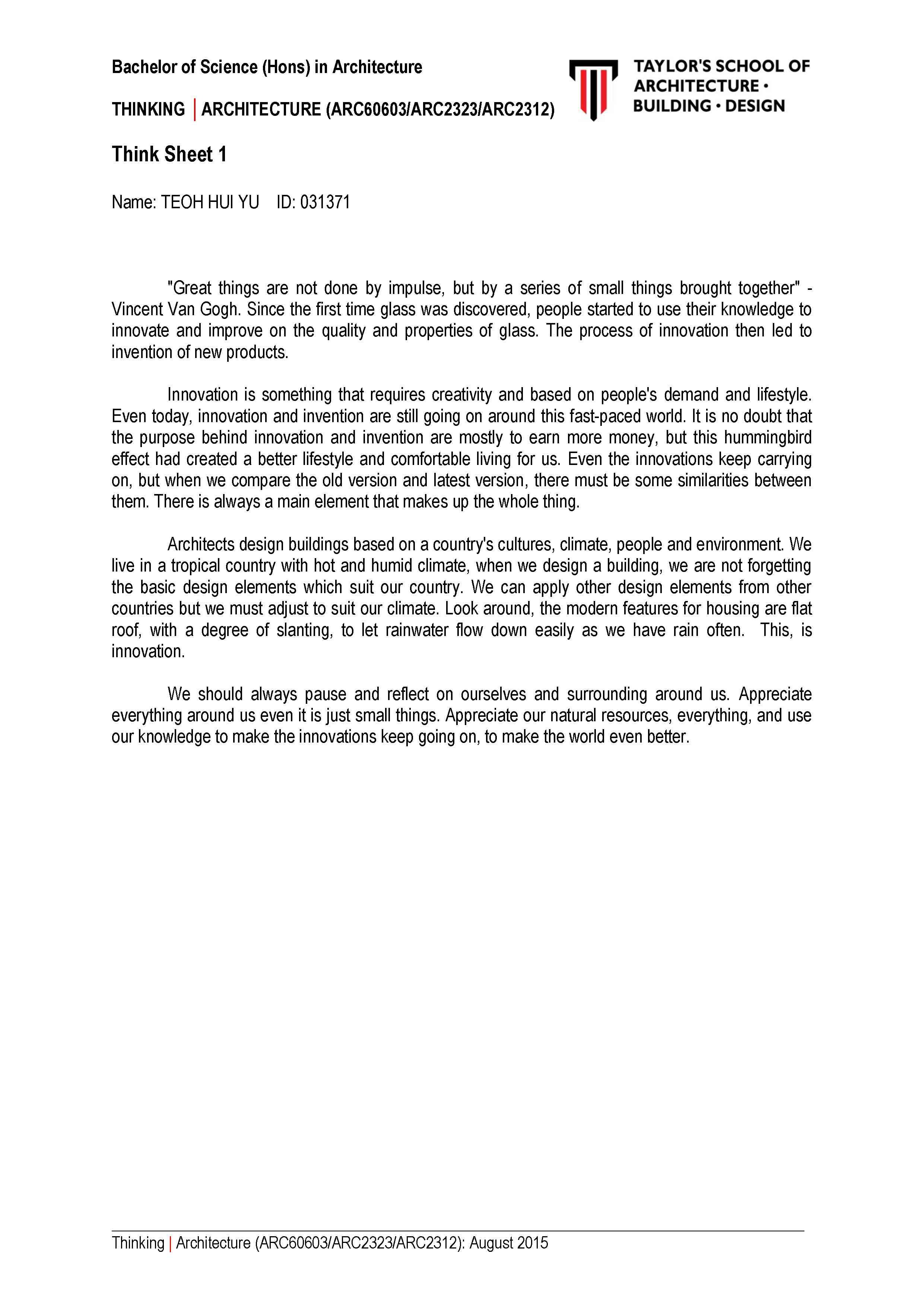 Thyarc Thinking Architecture Pvs Essay Should Be Pages Narrative Essay That Intended To Raise The Consciousness Of Own Background Experiences And Abilities To Promote Experiences Custom Writing Services For Finance also Compare And Contrast Essay High School Vs College Last Year Of High School Essay