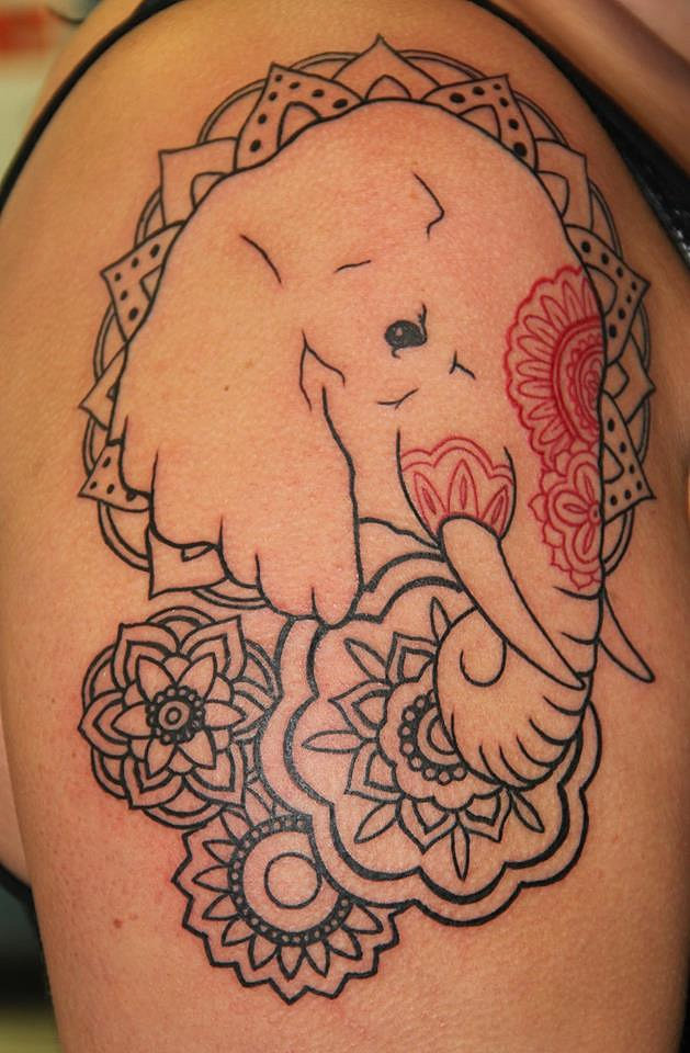  and Piercings, Outer Banks Tattoos | Mandala Elephant by Derek.jpg