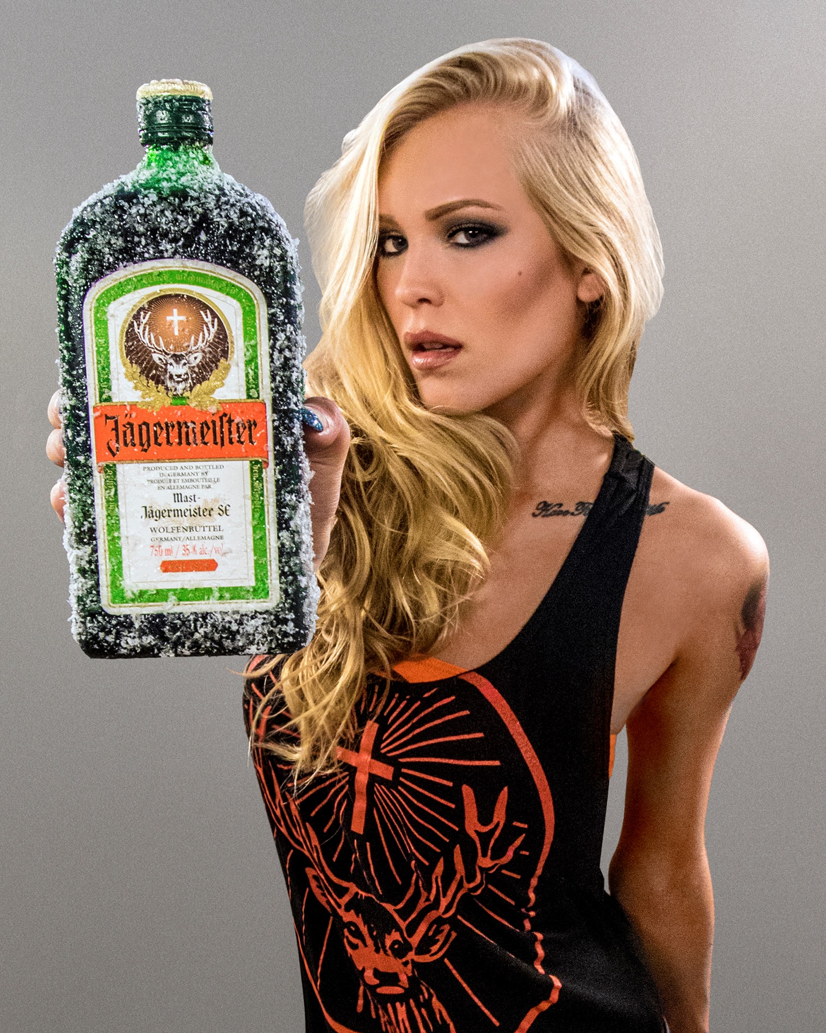 Red headed slut with jagermeister