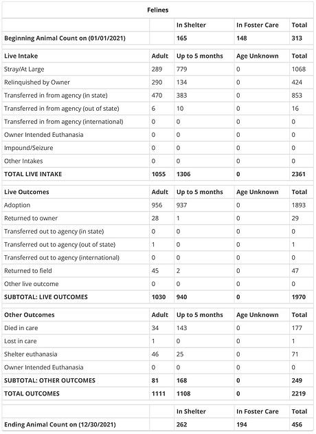 Basic Animal Stats Matrix _ Shelterluv 2021Felines.jpg