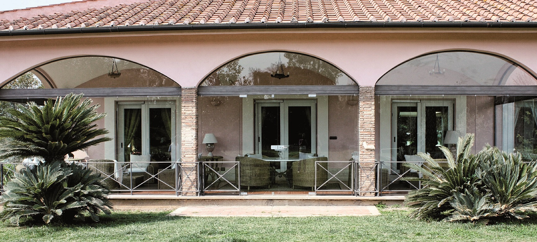 Vetrate frangivento tutto vetro tende trasparenti antivento Antica terrazza vetrata