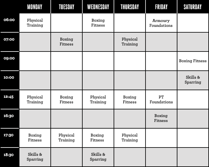 gym schedule template