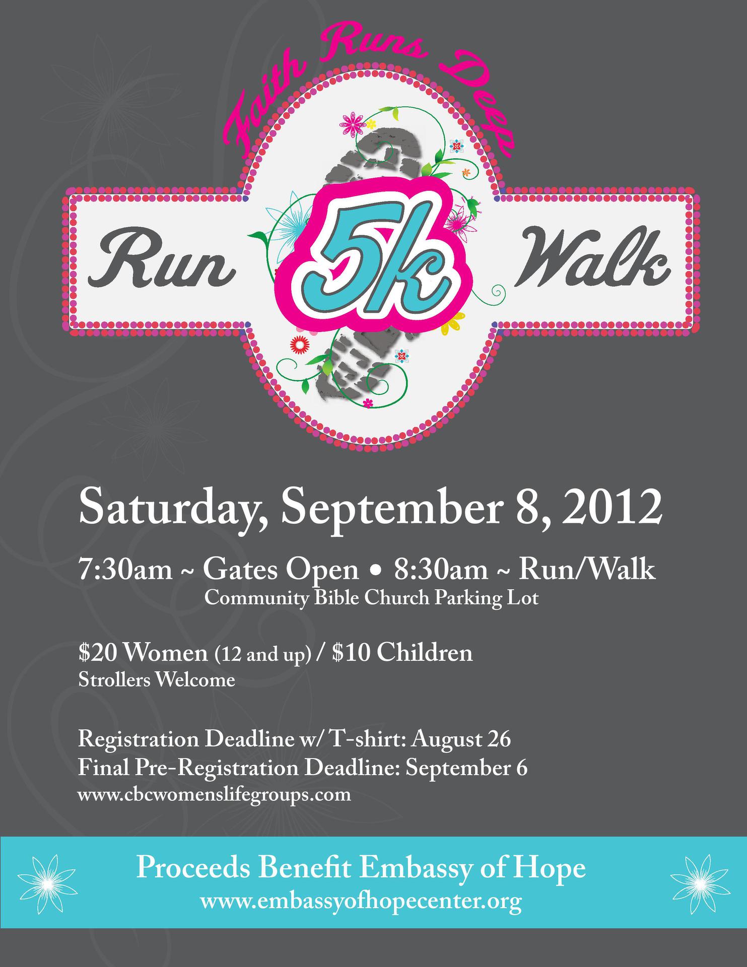 faith runs deep 5k run walk flyer 5k run flyers