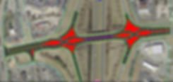 Diverging diamond interchange sketch