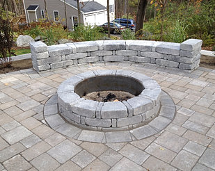 Fire pit and sitting wall