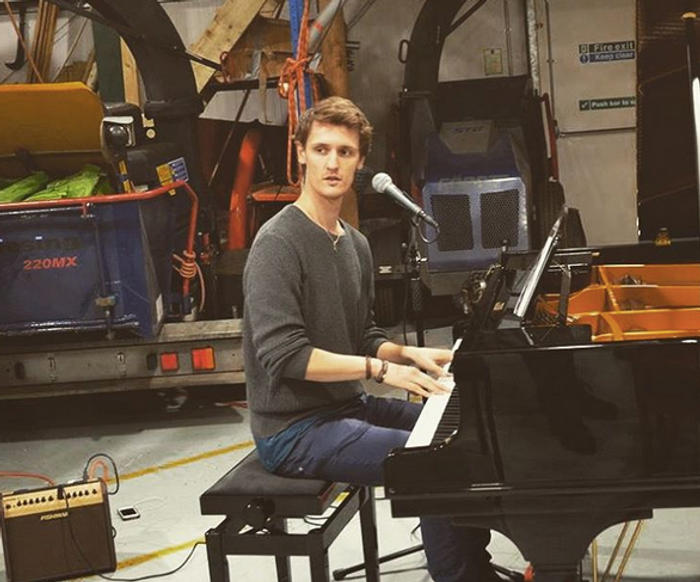 Door to Door at a tree surgeon's warehouse. Piano provided by Taylors Pianos.