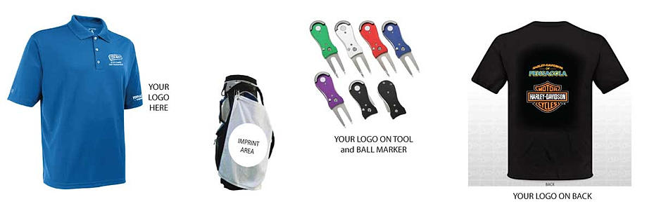 Items that sponsors can purchase to be personlized with company logo.  Call 850-473-0717 for more info.