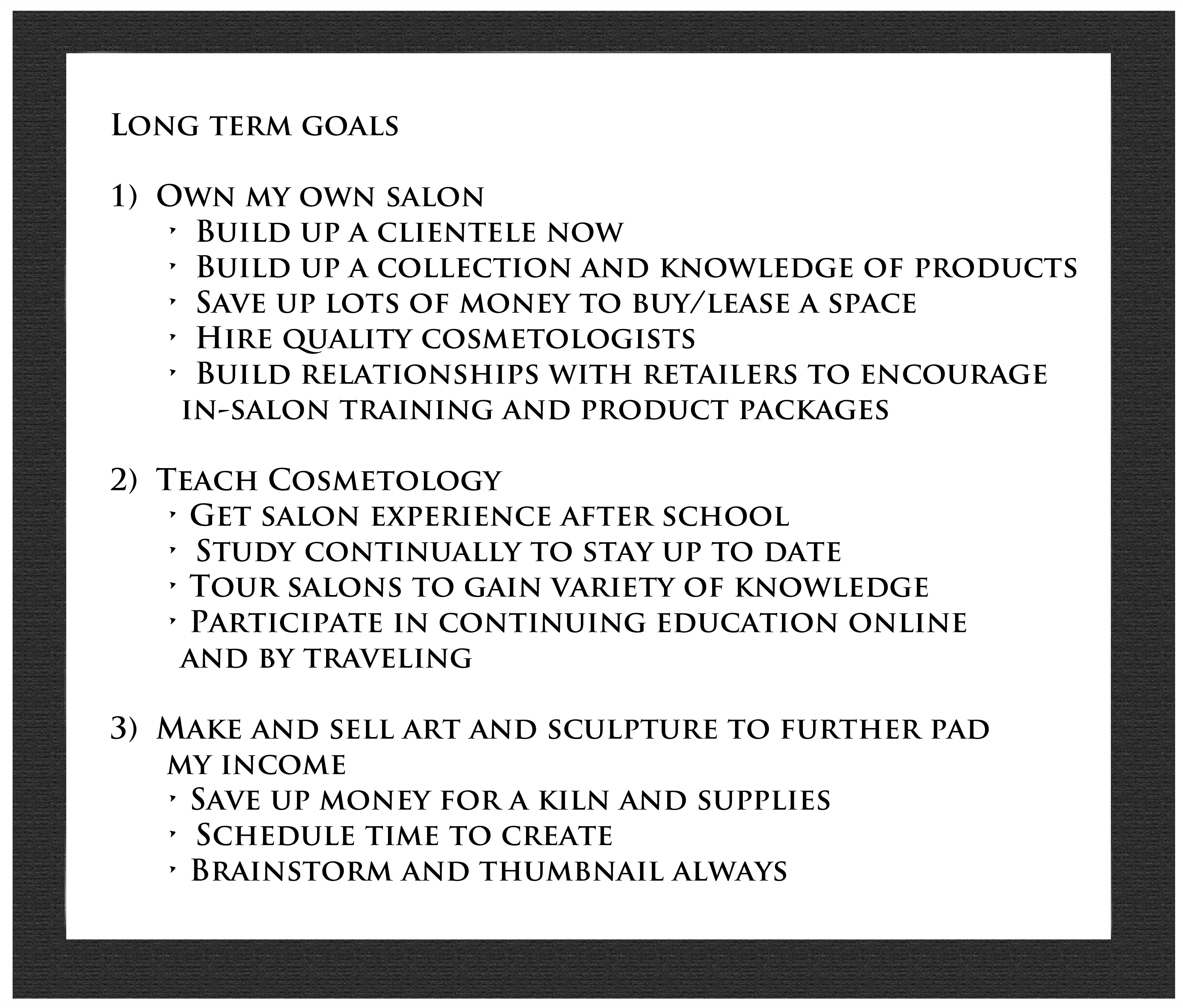 Business Career Goal Essay