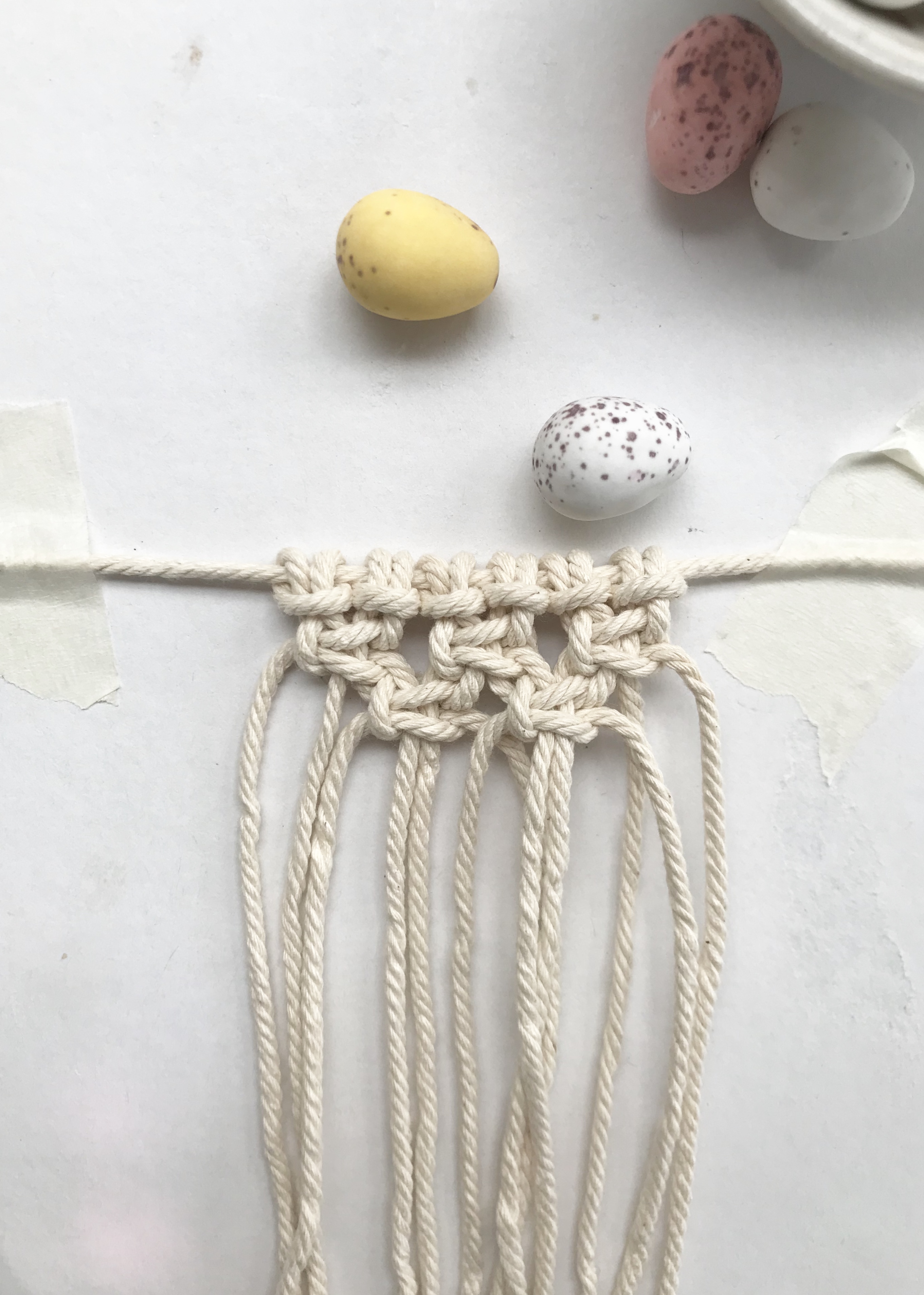 Mini macrame bunting- Easter basket decoration
