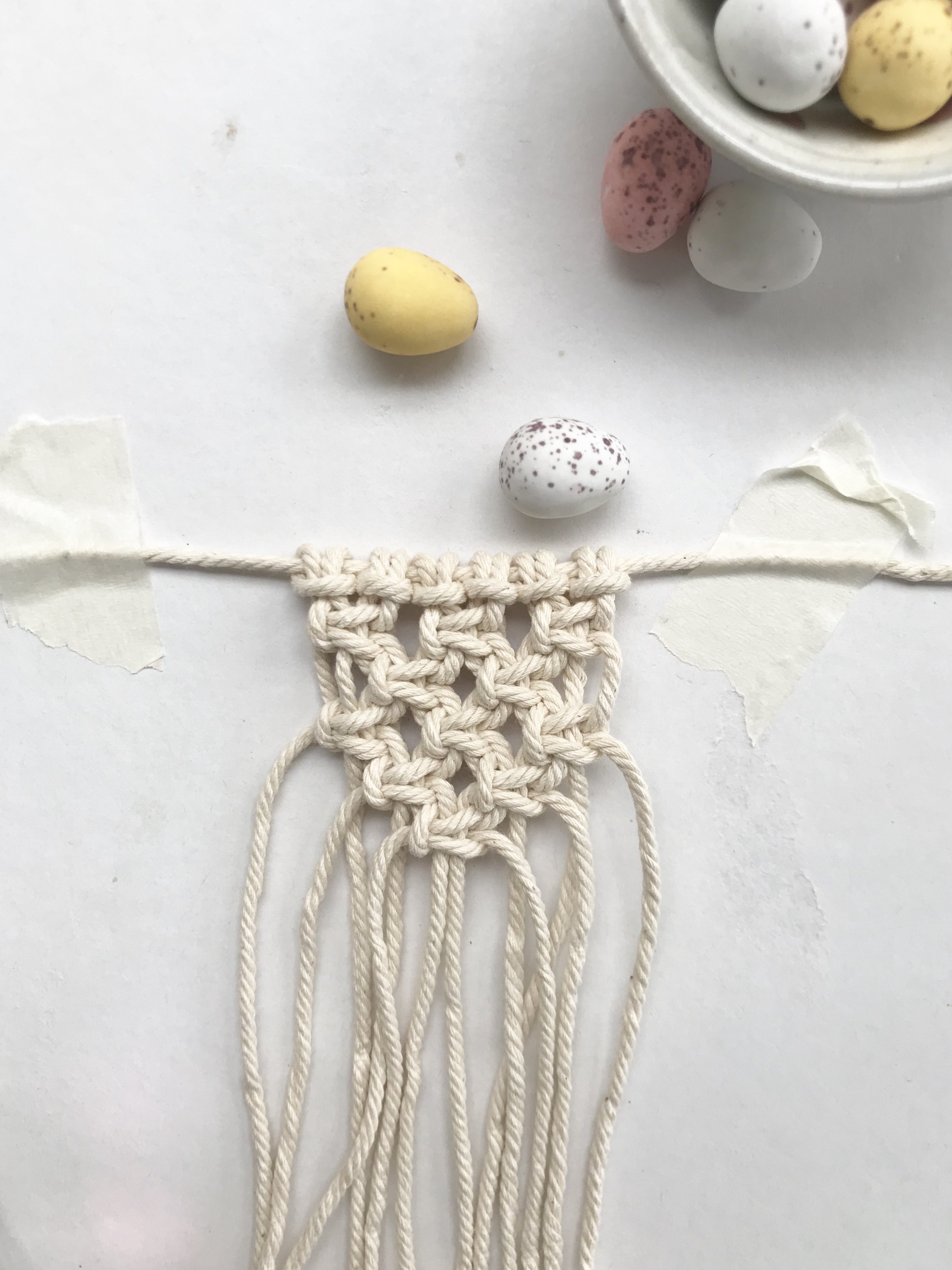 Mini macrame bunting- Easter basket decoration