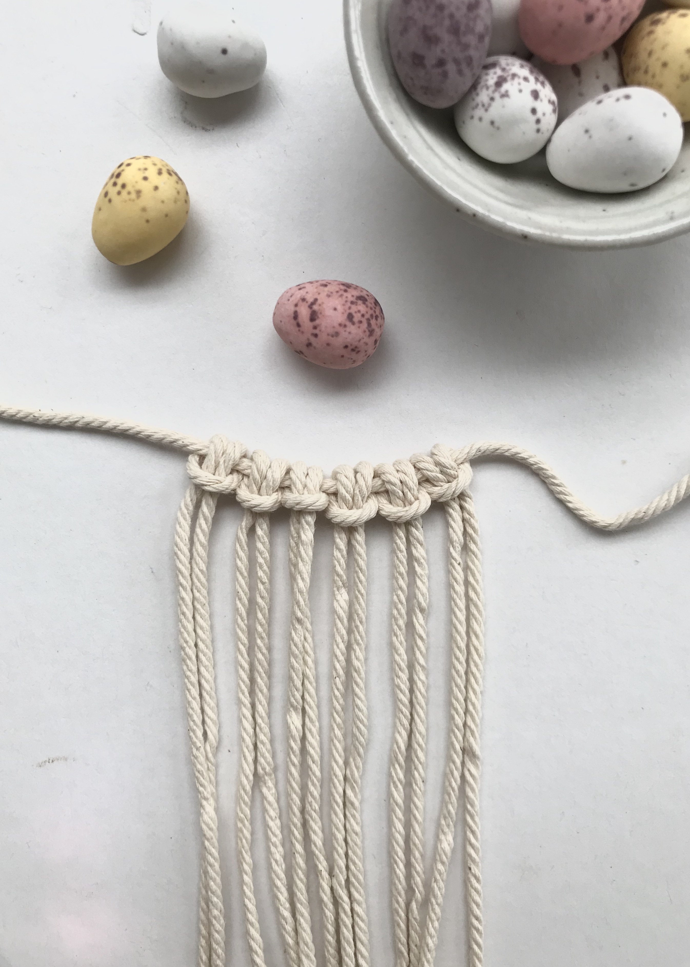 Mini macrame bunting- Easter basket decoration